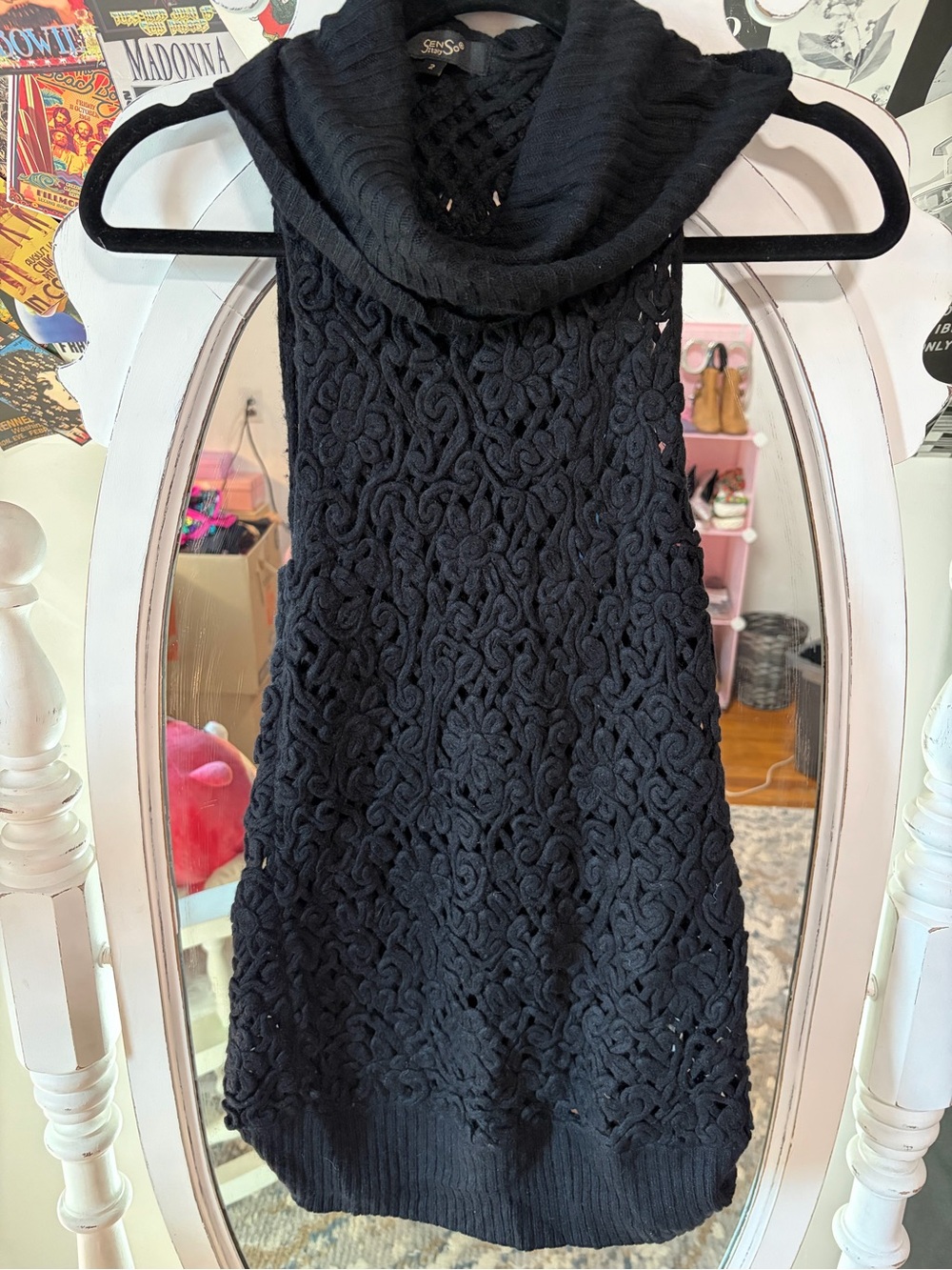 SENSO Black Sleeveless Cowl Neck Knit Dress